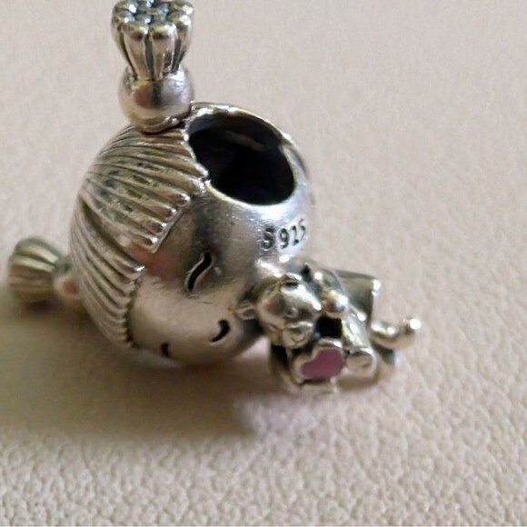 Pandora Sterling Silver Charm - Little Girl With Teddy Bear - Picture 3 of 3